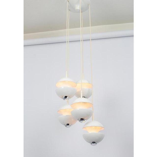 Metal White Cascading Pendant from Kaiser Leuchten, 1970s For Sale - Image 7 of 13
