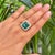 Certified 7.45Ct Zambian Emerald & 1.01Ct Diamond Halo Ring in 14k Yellow Gold Size 5 For Sale - Image 12 of 17
