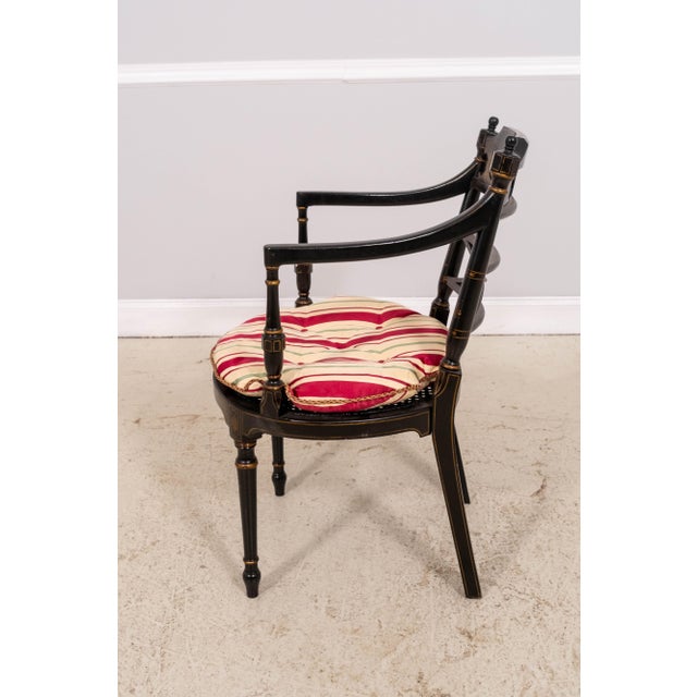 Traditional Vintage Regency Style Eglomise & Gilt Cane Seat Armchair For Sale - Image 3 of 18