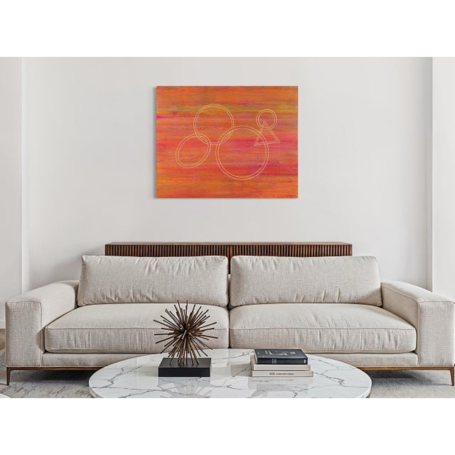Contemporary Rebecca Koury Original "The Basics" Coral Amber Geometric Contemporary Abstract Painting, Acrylic on Canvas, Carmel California Art, 2022 For Sale - Image 3 of 4