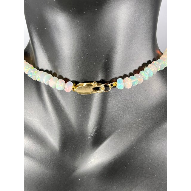 Natural Opal Faceted Bead Single Strand Necklace on Sale 14 K Gold Lobster Clasp For Sale In New York - Image 6 of 18