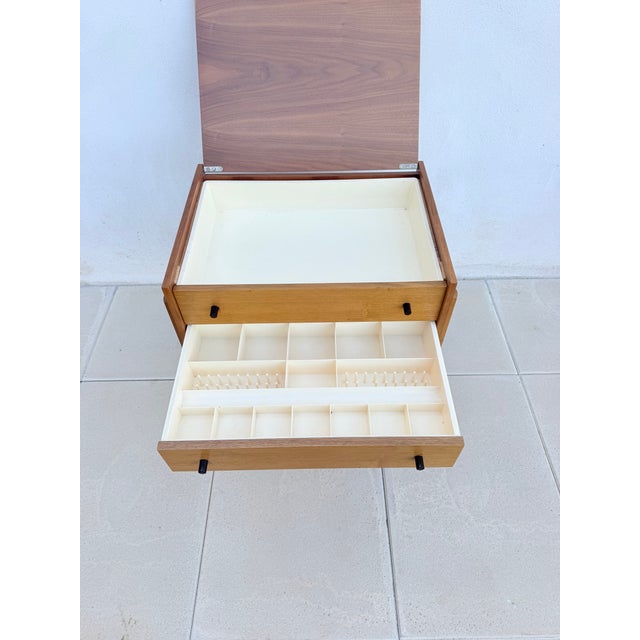 Wood German Sewing Box with Drawers and Basket, 1970s For Sale - Image 7 of 12