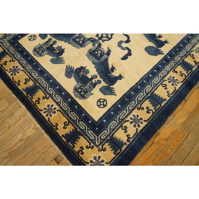 Wonderful White Ivory With Animalia Pattern Antique Chinese Ningxia Rug For Sale In New York - Image 6 of 12
