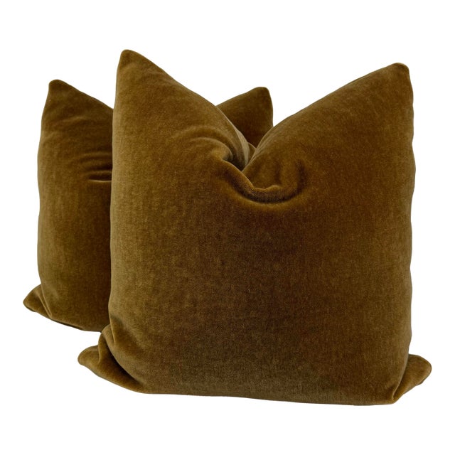 Jb Martin "Nevada Mohair" in Brown Sugar 22" Pillows-a Pair For Sale