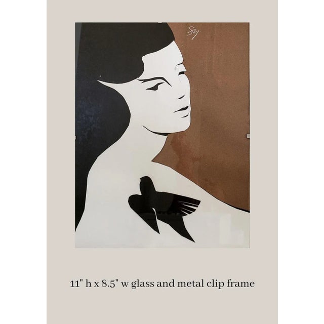 Contemporary "Black Dove" Original Contemporary Collage With Frame For Sale - Image 3 of 5