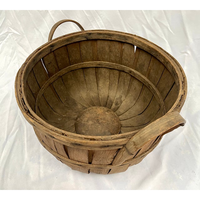 Antique Late 1800s Splint Oak Apple Gathering Basket For Sale - Image 9 of 9