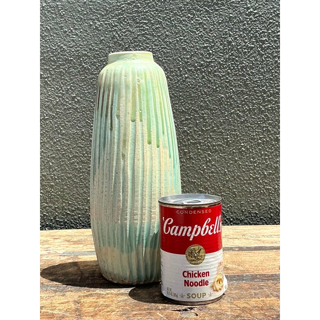 This exquisite vintage studio pottery vase from Shelburne Pottery showcases a refined blend of organic texture and...