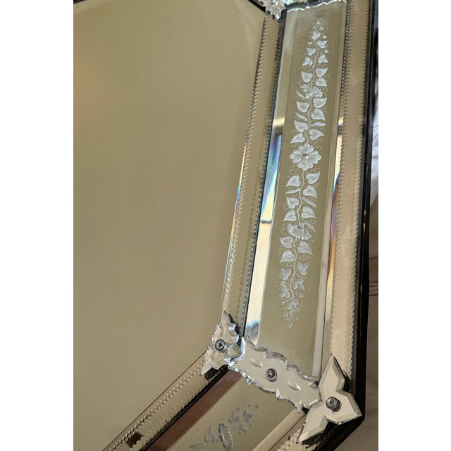 Wood 19th Century Etched Venetian Mirror For Sale - Image 7 of 18