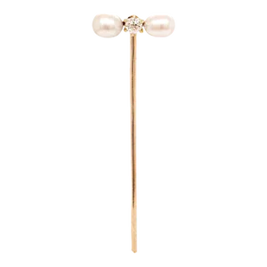 Vintage Antique Edwardian Diamond, Pearl, and Gold Stickpin