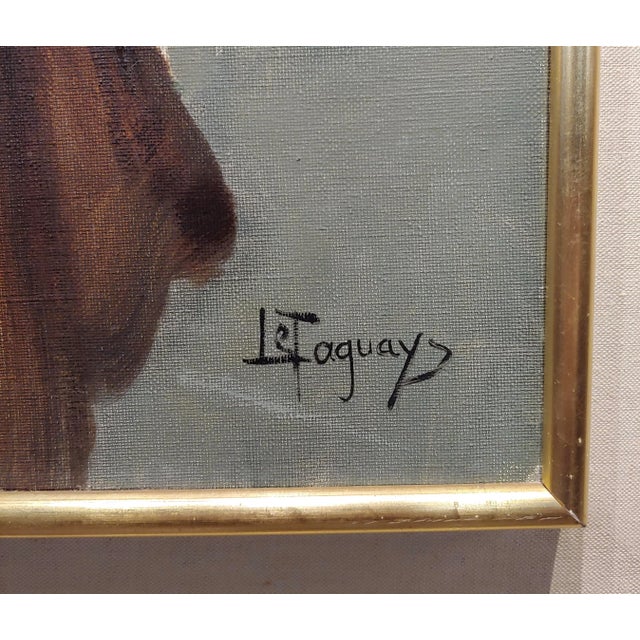 Ivory French Mother With Her Two Kids Oil Painting by Pierre Le Faguays For Sale - Image 8 of 11