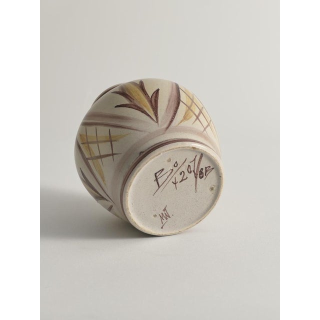 Swedish Folk Art Bulb Vase with Floral Motif by Maggie Wibom for Bo Fajans, 1930s For Sale - Image 9 of 12