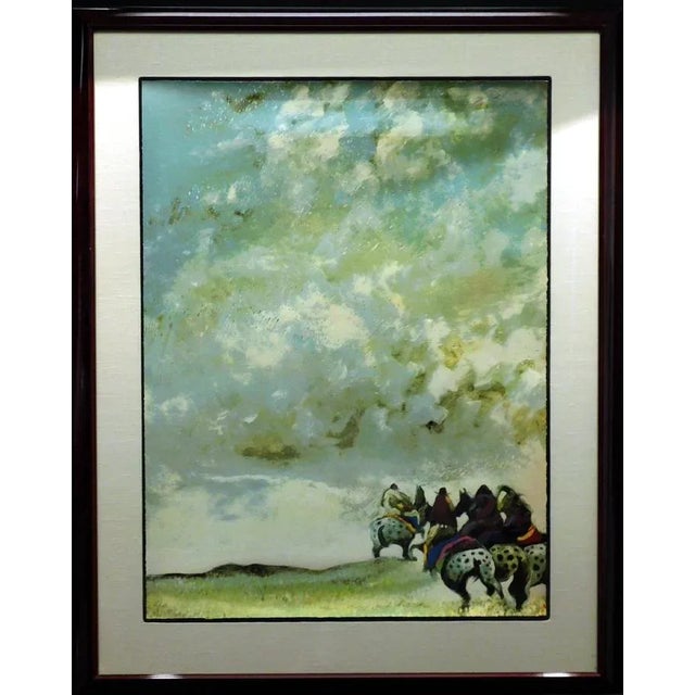 1990s "Three Riders With Hat Man" Serigraph on Paper by Earl Biss, Framed For Sale