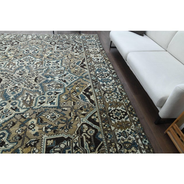 Islamic 1970s Vintage Persian Handmade Wool Cotton Brown Area Rug For Sale - Image 3 of 11