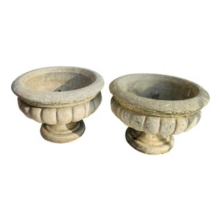 1970s Cement Garden Urns - Set of 2 For Sale