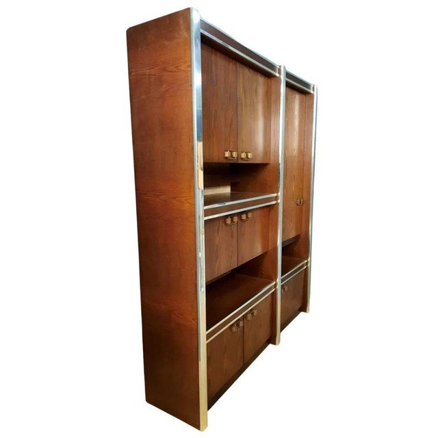 Brown Scandinavian Two Modules Cabinet in Stained Ash and Chromed Metal, 1960 For Sale - Image 8 of 10