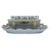 Antique French faience asparagus serving cradle with a coat-of-arms decoration, draining holes, and attached underplate....