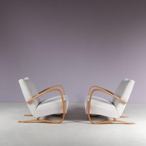 Lounge Chairs by Jindrich Halabala for Up Zadovy, 1950, Set of 2 For Sale - Image 3 of 9