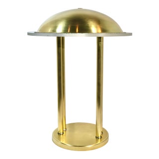 Vintage Mid-Century Modern Brass Saturn Lamp Large With Thick Lucite Rim For Sale