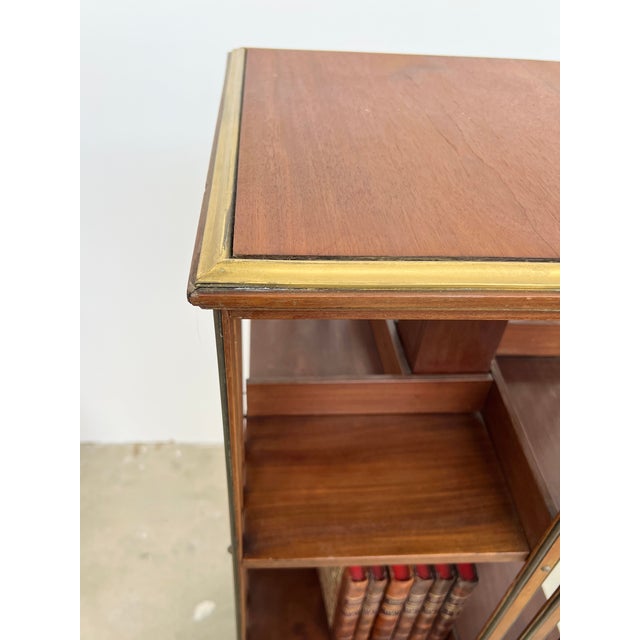Wood Mahogany and Brass Rotating Bookcase from G. Borgeaud, 1900 For Sale - Image 7 of 16