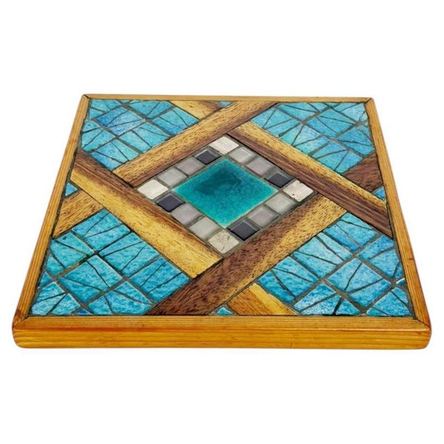 Ceramic and Wooden Trivet, France, 1960s For Sale - Image 11 of 11