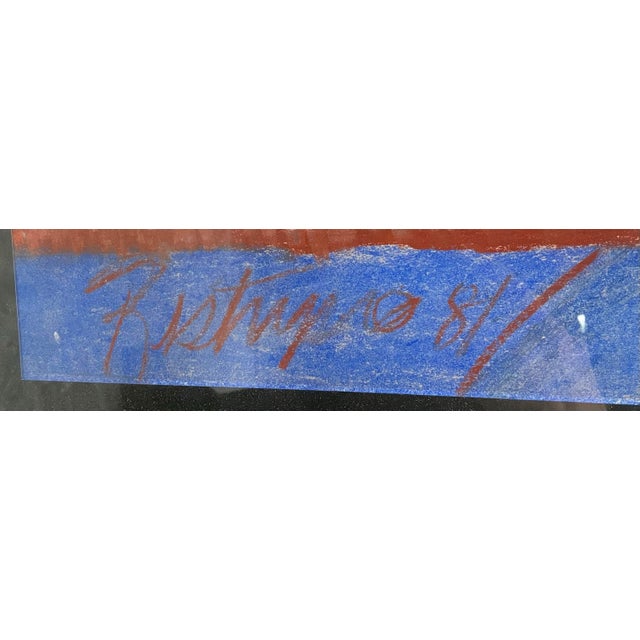 Vintage 1980s Large Signed Charcoal & Pastel Figurative Drawing – Expressive Modernist Portrait For Sale - Image 9 of 11