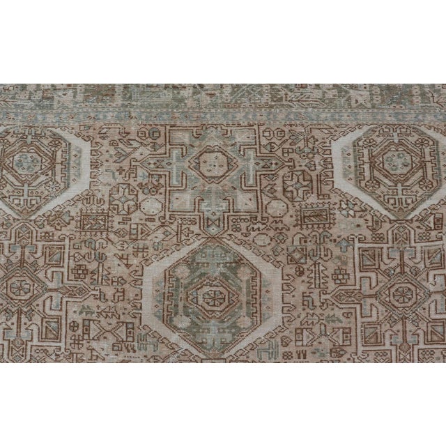 Midcentury Hand Knotted Persian Heriz carpet with layered Medallion and Motifs, rug EMB-9590-P13582, country of origin /...