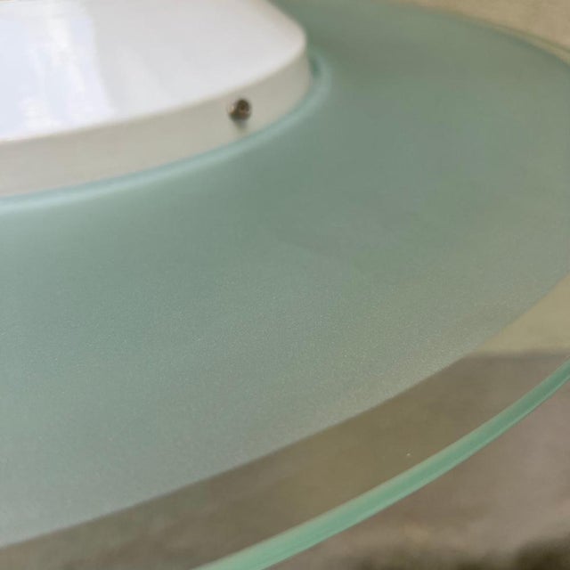 Gold Art Deco Ceiling Lamp in Double Satin Glass Disk, Italy, 1980s For Sale - Image 8 of 9