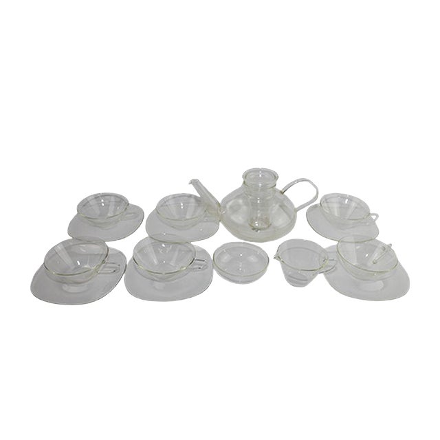 Jena Glass Service Set by Heinrich Löffelhardt for Schott & Gen, 1950s, Set of 17 For Sale