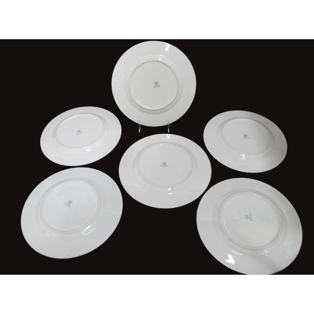 Blue Early 20th Century Lenox China Autumn Flower & Fruit Basket 10 1/2" Dinner Plate Set of 6 For Sale - Image 8 of 8