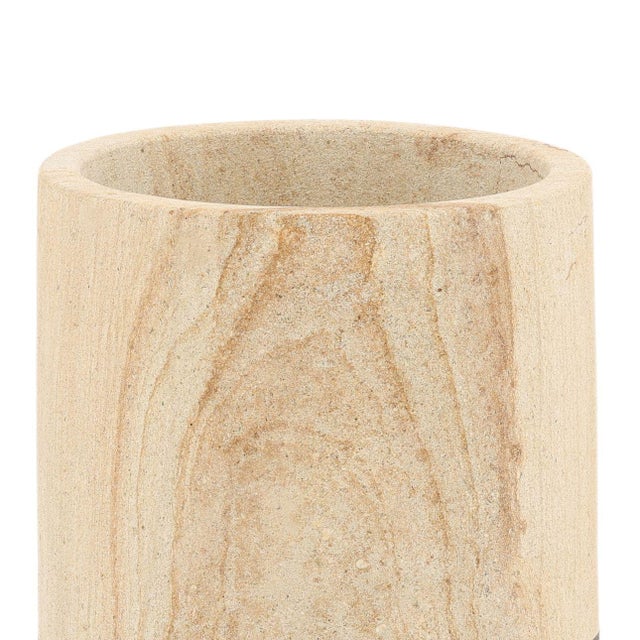 Contemporary Modern Travertine Lava Vase Container For Sale - Image 3 of 3