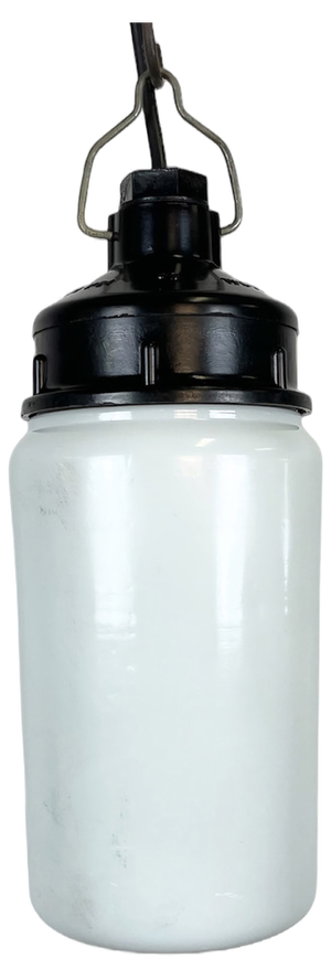 Industrial Bakelite Pendant Light with Milk Glass, 1970s