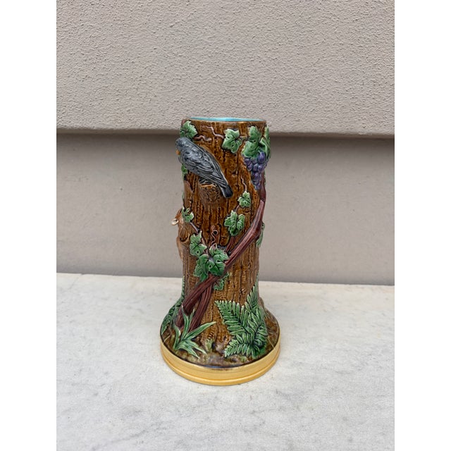 Victorian 19th Century Rare Victorian Majolica Fox & Crow Trunk Vase Minton For Sale - Image 3 of 8