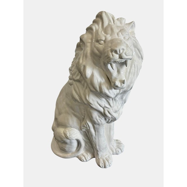 1970s 1970s Vintage Blanc De Chine Large Ceramic Lion Statue For Sale - Image 5 of 12