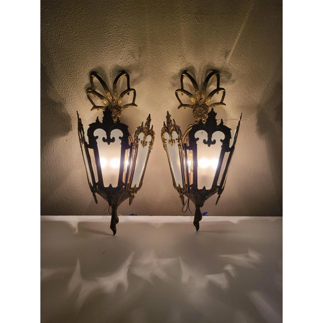 A pair of beautifully detailed vintage Spanish sconces are perfect foe any sort of decor or room.These measure 19" long...
