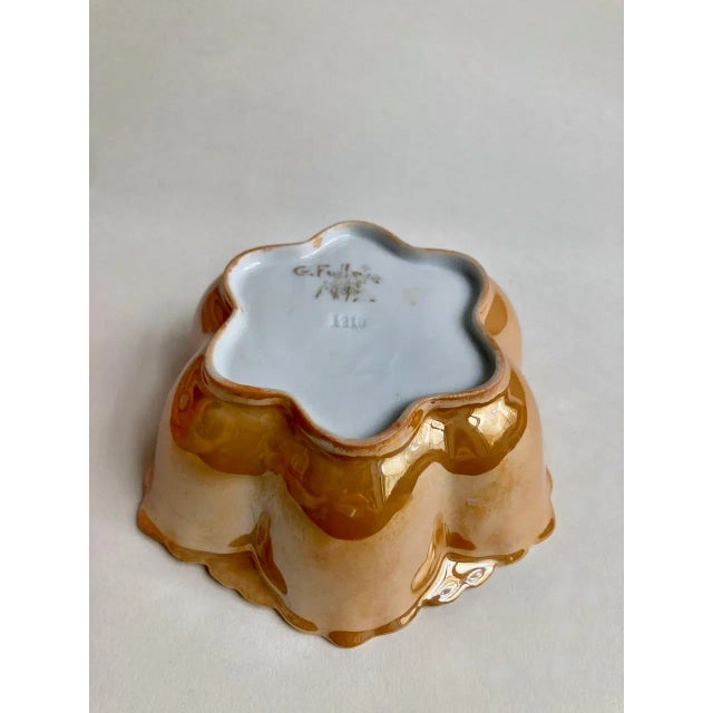 1912 M Z Austria Smaller Yellow & Copper Fluted Porcelain Bowl For Sale - Image 9 of 13