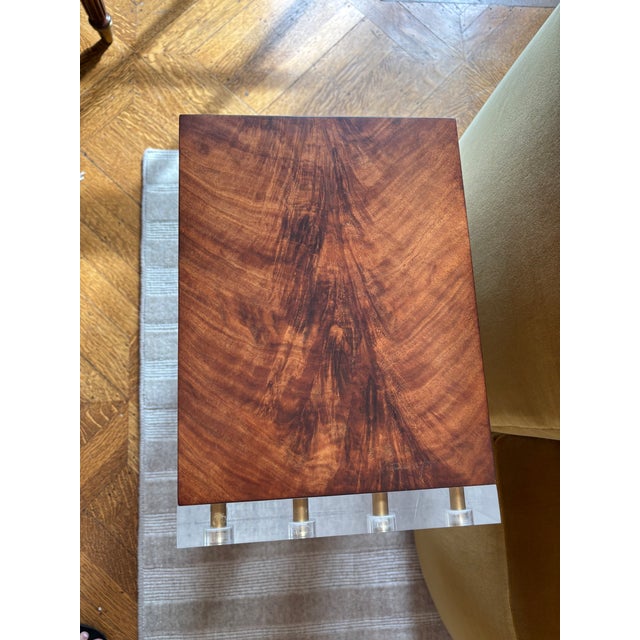 Wood and Acrylic Side Tables With Brass Accents- A Pair For Sale In Louisville - Image 6 of 6