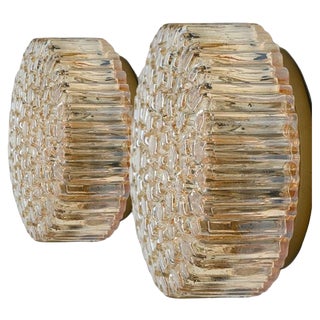 Small Round Clear Textured Glass Wall Light from Limburg, 1970s For Sale