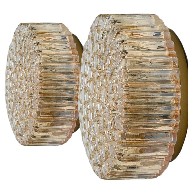 Small Round Clear Textured Glass Wall Light from Limburg, 1970s For Sale