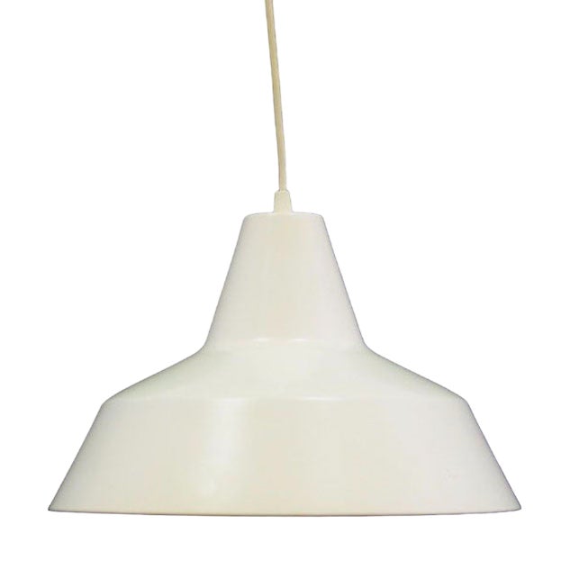 Danish White Pendant Lamp, 1970s For Sale