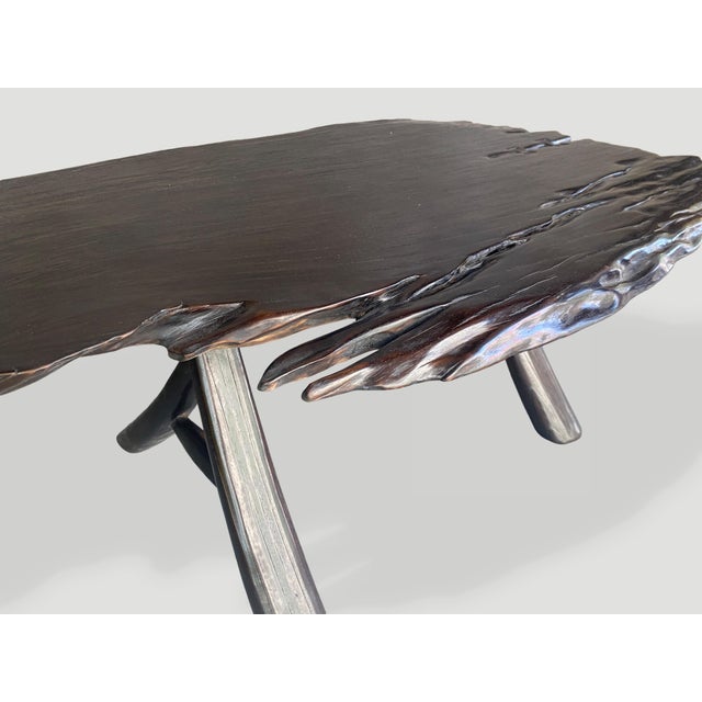 Wood Andrianna Shamaris Live Edge Ebonized Coffee Table For Sale - Image 7 of 18