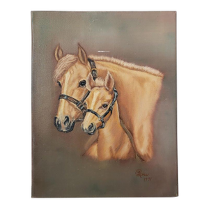 1971 Mother and Colt Horse Painting
