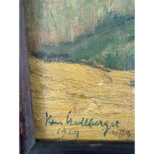 1920s Harbor Scene Painting Dated 1929 For Sale - Image 5 of 9