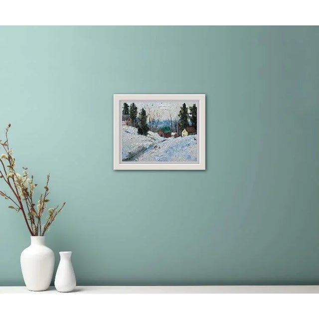 Up the Hill, Winter Landscape Oil on canvas panel 14x11 Signed Haas Unframed. Frames shown are sample only.