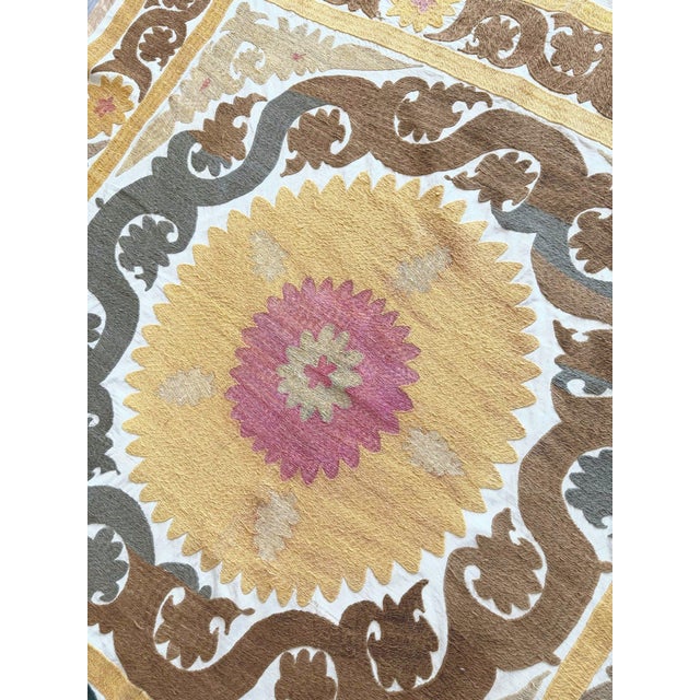 1960s Suzani Tribal Textile - Terracotta Uzbek Tablecloth For Sale - Image 5 of 7