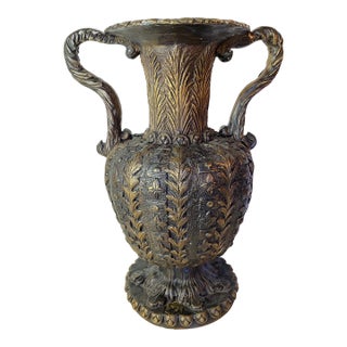Large Italian Baroque-Style Bronze/Brass Urn With Serpent Handles For Sale