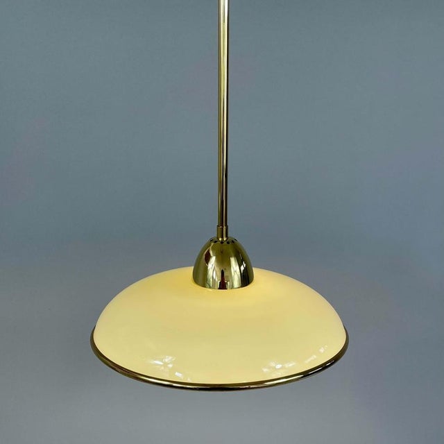 Art Deco Cream Opaline Glass and Brass Pendants, Germany 1930s, Set of 2 For Sale - Image 10 of 18