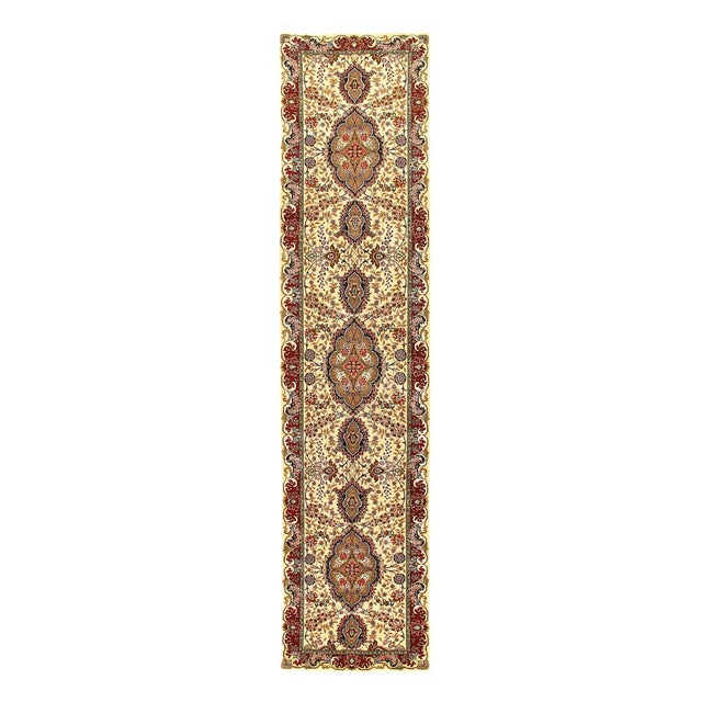 Traditional 2020s Super Fine Hand Knotted Persian Silk & Wool Tabriz Runner For Sale - Image 3 of 5