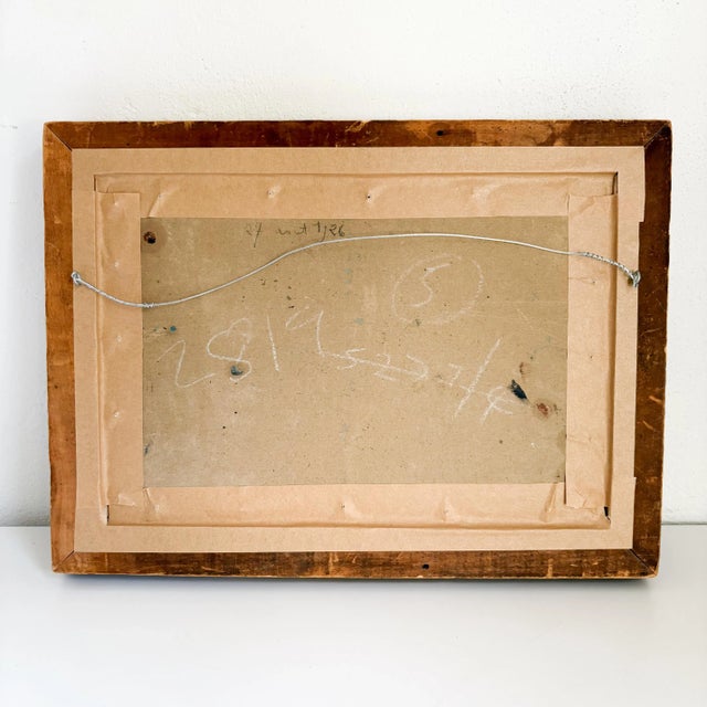 Paint Weathered Signed French Harbor Painting: Vintage Port Scene in Gilt Frame, 1926 For Sale - Image 7 of 10