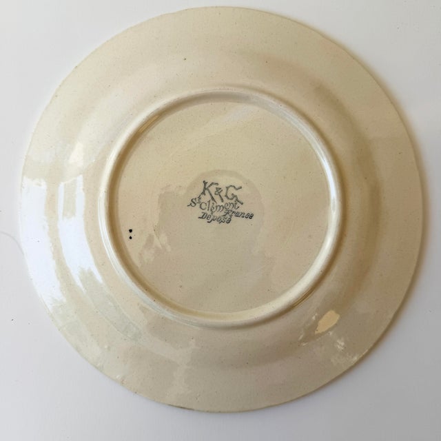 Antique K&g St. Clément French Majolica Asparagus Plate — Art Nouveau For Sale - Image 4 of 4