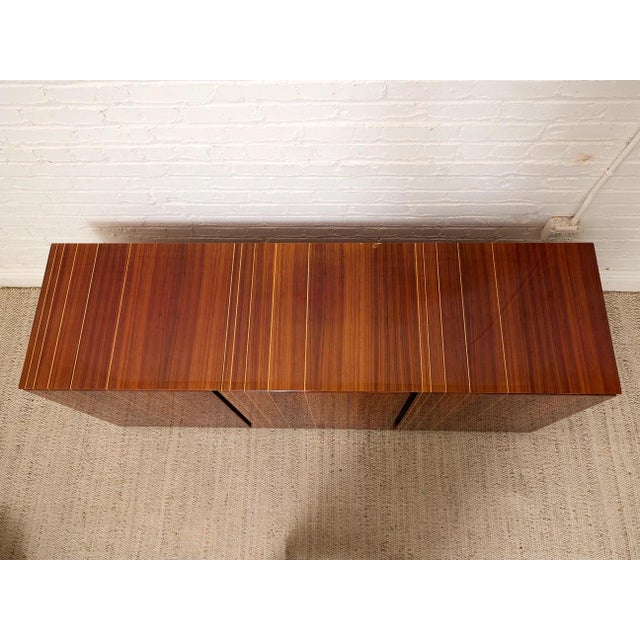 Sienna Vintage Italian High-Gloss Wood Three-Door Credenza For Sale - Image 8 of 12